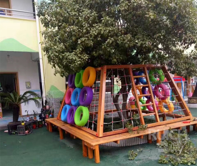 兒童戶外木質組合滑梯F