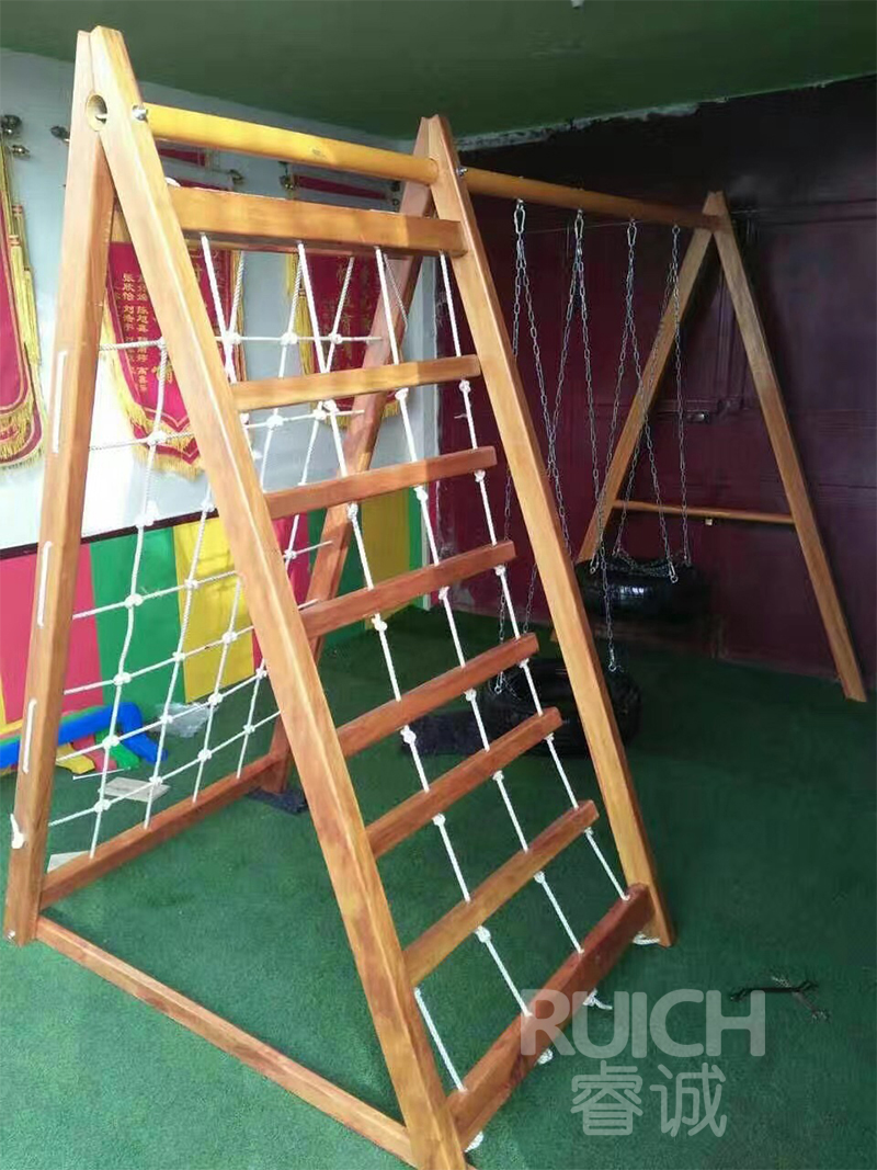 兒童戶外木質組合滑梯F