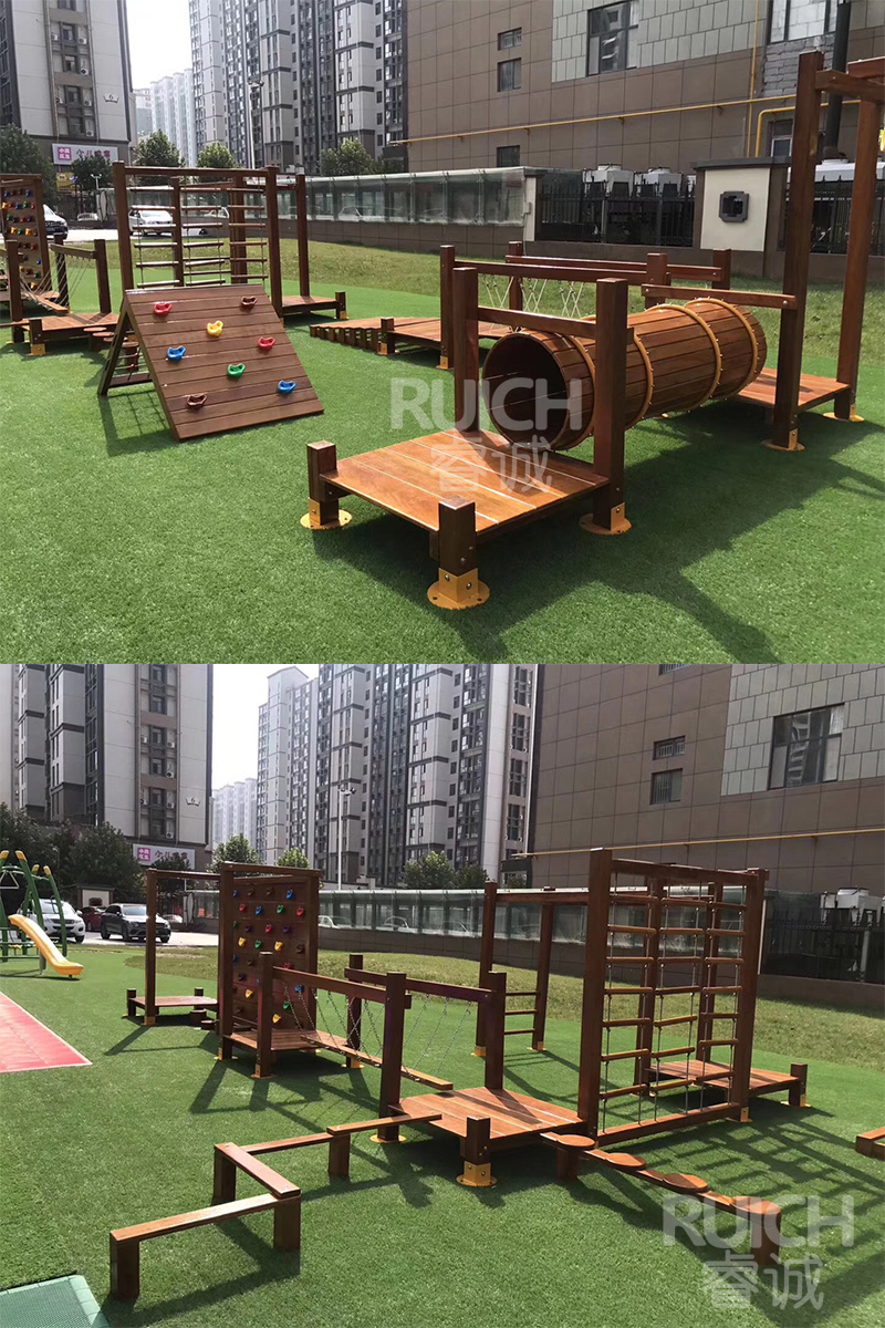 兒童戶外木質組合滑梯I