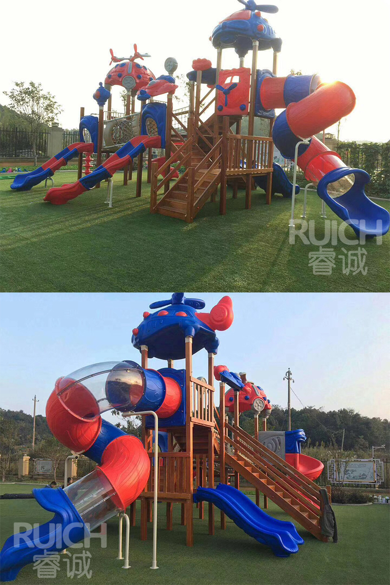 兒童戶外木質(zhì)組合滑梯N