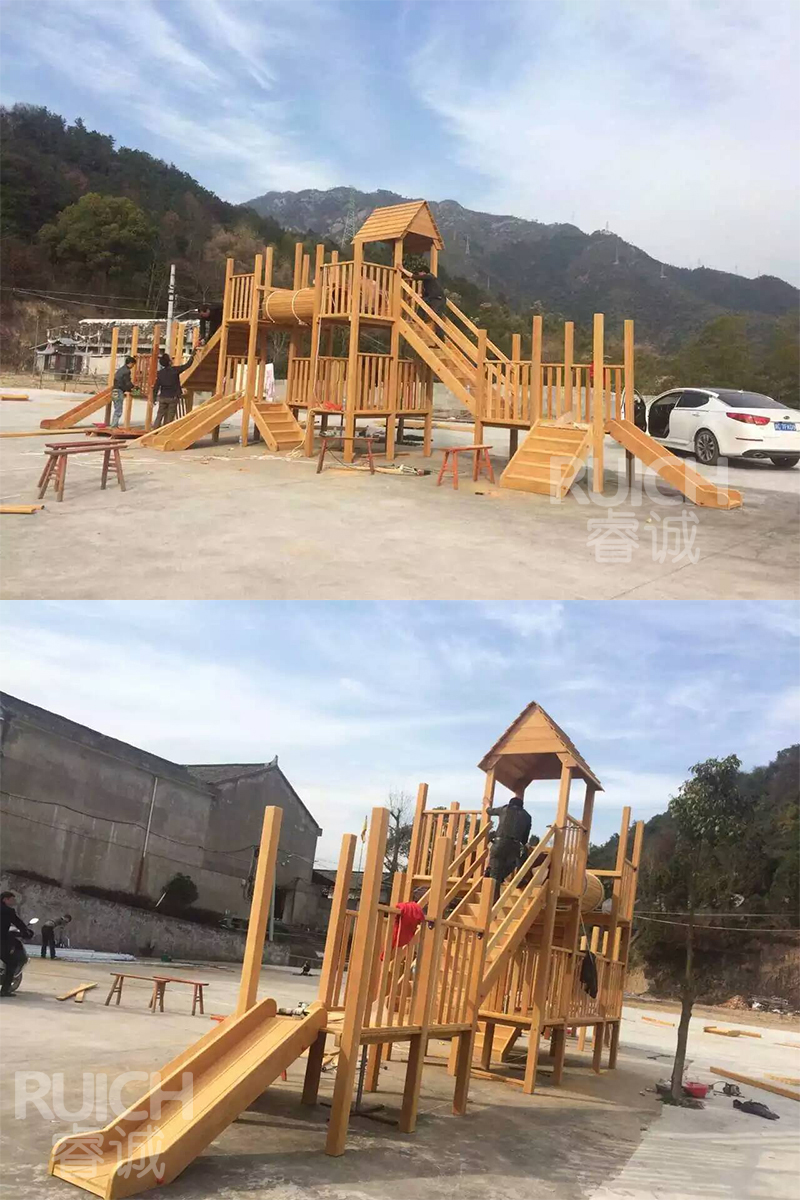 兒童戶外木質(zhì)組合滑梯P